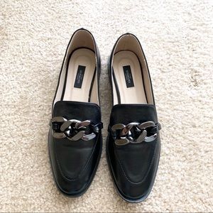 New black chain loafers